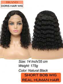 Bob Wig 100% Human Hair Wigs 200% Density Deep Curly Wave Real Human Hair Wigs OnClearance Lace Front Wig Pre Plucked Deep Water Wave Hd Lace Short Glueless Wigs For Women, Natural Black Color Brazilian Virgin Lace Wigs Pelucas De Cabello Humano 100 Natural Perfect For Daily Wear, Special Occasions, Parties, Halloween, Weddings, Dance, Cosplay,New Year, Christmas - Natural Black - View 5