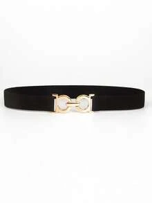 Symmetrical Buckle Elastic Belt Summer, School Fall, Autumn, Halloween - Black - View 14