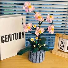 1000 piezas Conjunto de bloques de construcción de ramos de flores de orquídea, incluye maceta, plantas artificiales, ideal para decoración del hogar, oficina, regalos para amantes de las flores, manualidades, Navidad, Pascua, Día de la Madre, fiestas, cumpleaños