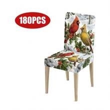 1pc/Set Christmas Bird Milk Silk Stretch Chair Cover, Christmas Restaurant Seat Decoration, Christmas Party Decor, Christmas Home Decor - Multicolor - View 9
