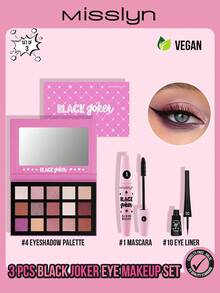 MISSLYN-3PCS Black Joker Eye Makeup Set, Black Joker All In One Mascara, Multi-Effect In One, One Multi-Effect, Curling, Thickening, Lengthening, No Caking, Anti-Smudge,Dip Eyeliner 1Pc Eyeliner Pencil, Liquid Eyeliner, Long Lasting Eyeliner, Creamy Eyeliner Gel - #1+#10+#4 - 查看 1