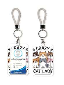 1 Set Cute Cat Print Fashion Personalized Cartoon Pull-Tab Keychain Pendant, Student Wristband Card Holder, Women Card Holder, ID Bus Protection Cover, Student Campus Card Protection Cover - Multicolor - View 2