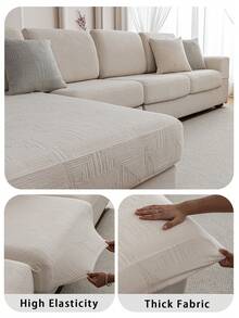 1 Vỏ bọc đệm ghế sofa chống trượt bằng vải Jacquard sang trọng, mềm mại và thân thiện với da, thân thiện với thú cưng, vỏ bọc ghế sofa chống trầy xước, phù hợp với ghế sofa kết hợp hình chữ L và ghế sofa 1/2/3/4 chỗ ngồi (bán riêng lẻ), đa năng cho mọi mùa - Màu be - Xem 9