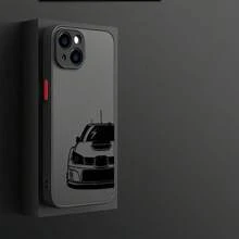 1pc Personalized Matte Frosted Phone Case With Line Racing Car Graffiti Design, Compatible With IPhone 16, 15 Pro Max, 14 Plus, Etc. This High-Quality Silicone Protective Case Provides Excellent Protection.,International Version, Not The Domestic Version - Black - View 2
