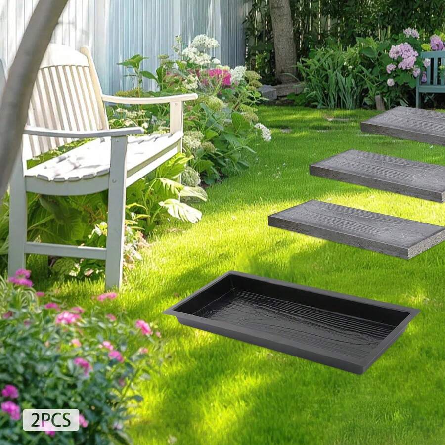 HOHOBLA 2 Pack Walk Path Maker Walkway Stone Molding Wooden Boards Shape, Walk Path Maker DIY Concrete Molds Paver Molds For Concrete Reusable, Wooden Textured Walk Path Maker [Gift For Holiday Party Vibes] - màu đen - Xem 1