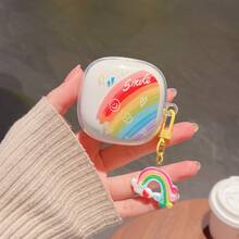 可爱彩虹笑脸吊坠，适用于 Redmi Buds 6 Lite 无线蓝牙耳机、Redmi Buds 5pro/6 Pro 蓝牙耳机保护套、Buds 5/6s/6/7s/Buds 6Play/4lite 保护壳，创意透明防摔少女风设计 - 彩虹笑臉+掛飾 - 查看 3