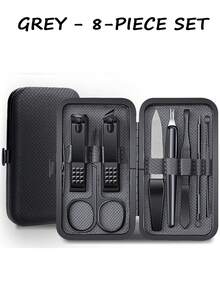 7/8/9pcs Men's Manicure Set, Includes Finger & Toe Nail Clippers, Professional Grooming Kit With Travel Storage Case, Ideal Gift For Men, Husbands, Boyfriends Or Parents - Grey - View 9