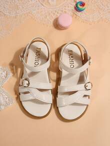 Children Fashion Outdoor Sandals Summer Square Toe Flat Shoes Strap Sandals New Style Girls Shoes Stylish Beach Slippers - Beige - View 5