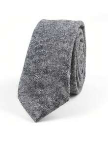 Vintage britischer Stil einfarbige Wollkrawatte, lässig-geschäftliche Schwarz- & Kaffeefarben-Krawatte, lässiges Anzug-Accessoire, Herbst/Winter