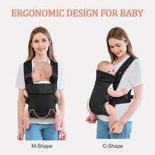 Newborn Carrier, Baby Carrier Newborn To Toddler, Ergonomic Baby Sling With Head Support - màu đen - Xem 3