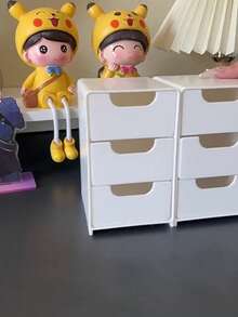 1 件白色塑料桌面收纳盒，经典可堆叠储物抽屉，适用于办公用品、珠宝、化妆品 - 节省空间的桌面配件，适合宿舍使用，书桌和抽屉整理器，用于家庭储物