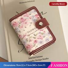 1pc Card Storage Bag, ID Storage Book, Floral Oil Painting Card Holder, PU Material, Suitable For Storing Bank Cards, Access Cards, ID Cards, Waterproof Material, Large Capacity Card Storage.