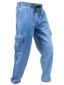 Unisex Skateboard Cargo Pants In Various Colors - Medium Blue - View 2