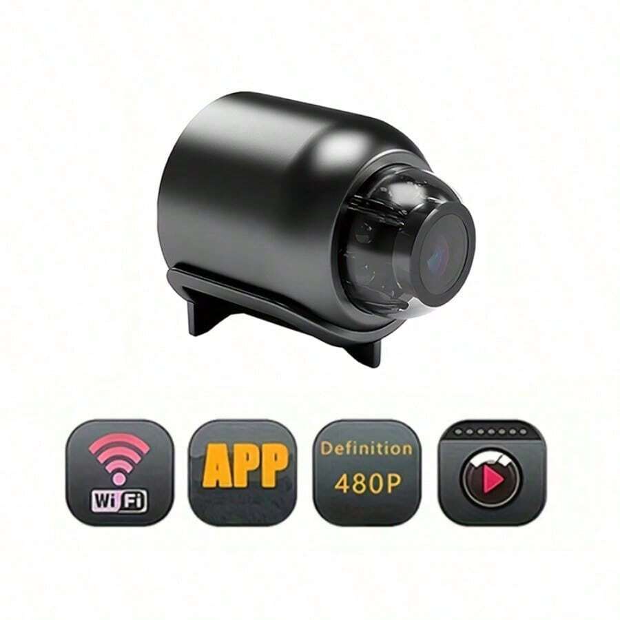 Mini Camera, Indoor Security Camera, 480P Video, Wi-Fi, USB Powered, Live Surveillance And Looping Video, Suitable For Baby Monitoring/Pet/Babysitter, Mini Surveillance Camera, Mini, Security Camera, Home Security, Babysitter, Compact Design, Wi-Fi Connection, Reliable Video Recording, Indoor Camera, Business, Remote Worker - 黑色-PVC-X5 - 查看 1