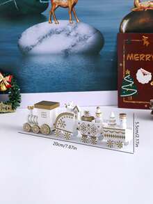 1 件木制平顶 4 节微型圣诞火车装饰、节日派对和桌面装饰（礼品盒包装）、圣诞节