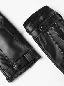 新款男士防风袖口手套，秋冬季真皮手套，触屏兼容，防水，成人尺码，时尚保暖，带保暖内衬，驾驶手套，全指设计，户外骑行手套。保暖手套，雪地手套。 - 彩色 - 查看 4