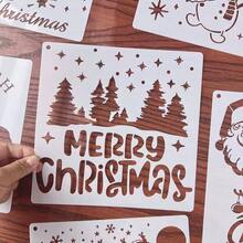 8 buc/set șablon de pictură gol de Crăciun, decorațiuni DIY pentru casă, reutilizabile și lavabile pentru lemn, perete, sticlă, material textil, hârtie