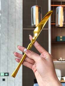 3pcs/15pcs/30pcs Slim Waist Design Stainless Steel Cutlery Set, Steak Knife Fork Spoon Suitable For Kitchen Restaurant Wedding Party Holiday Gift - Gold - View 3