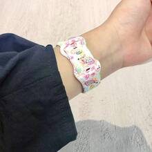 1pc Cute Bow & Sea Turtle Silicone Floral Printed Watch Band, Compatible With Apple Watch 38/40/41/42/S10, 42/44/45/46/49mm, Soft & Breathable Band, Fits Ultra2/SE/10/9/8/7/6/5/4/3/2/1 Series, Women's Watch Strap, Elegant Feminine Fashion Watch Accessory, Smart Watch Band, Floral Element Watch Strap, Unique Personalized Style, Christmas Gift - Pink - View 4