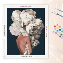 1 pieza Kit de pintura por números con flor y mujer, set de pintura al óleo apta para decoración de dormitorio y arte de pared, excelente para aliviar el estrés, pintura por números, hecho a mano, amigable para principiantes, mejor regalo para amigos