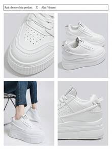 Alan Vincent【厚底运动鞋系列】建议选大一码，平时穿37码的就选38码 白色女鞋 2025年优雅唯美新款女士休闲鞋 女士厚底鞋 户外舒适运动鞋 内增高5cm 派对鞋 适合矮个子女性