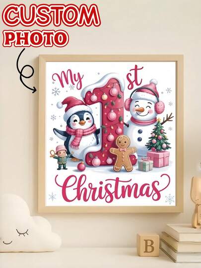 1 pieza Póster personalizado, personalizado con tu foto o texto, impresión de alta resolución para colores vívidos, perfecto para decoración del hogar, la oficina o eventos, regalo único para amigos y familiares en cumpleaños, Navidad, Acción de Gracias, Halloween y ocasiones especiales