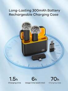 SIYAA 专业无线领夹式麦克风，具备自动配对技术、24小时充电盒和双重降噪功能 | 即插即用领夹式麦克风，兼容和PC，非常适合采访、ASMR、在线课程、Vlog、直播等应用场景。 - Lightning - 查看 4