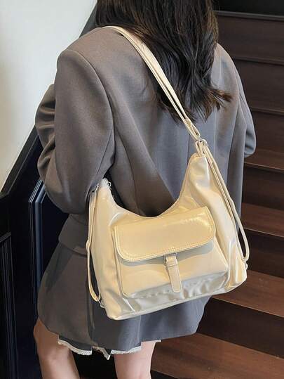 حقيبة كبيرة السعة للتنقل بأناقة، تصميم جديد لهذا العام، حقيبة كتف متعددة الاستخدامات