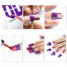 20pcs U-Shaped Nail Polish Spill Stickers - Colorful Multicolor Nail Art Protectors For Cuticle & Light Beige Protection, Clutter-Free Manicure Accessories, Prevent Stains During DIY Nail Designs, Nail Stickers - 紫色 - 查看 4