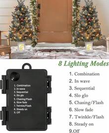 Mini árbol de Navidad de 3 pies con 78 luces LED blancas cálidas de alta calidad, 8 modos de árbol de pino de Navidad para decoración de Navidad, decoración de fiestas, hogar, oficina, base de alce - Verde - Ver 9