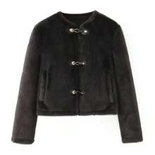 Fashionable Versatile Solid Color Jacket, Suitable For Commuting, Autumn/Winter - Black - View 6