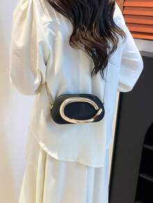 黑色PU皮手拿包 - 情人节理想之选，舒适时尚，款式别致，个性化礼物之选，2025年必备单品，风格独特，适合各种场合，价格亲民，质感奢华，完美搭配女士舞会礼服、亮片裙、优雅连衣裙、正式舞会包，伴娘理想礼物，新娘送礼会优雅之选 - 黑色 - 查看 4