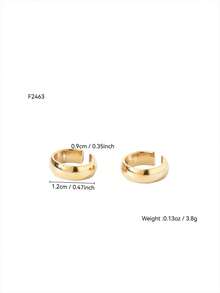 TONSI 1 Pair Elegant Chic Punk Minimalist Geometric Circle Stainless Steel 18K Gold Plated Clip-On Earrings, Suitable For Work, Daily, Party, Gift For Friends, Family, Colleagues - Multicolor - View 16