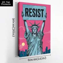 1Pc Framed Canvas Wall Art Resistance, No America Kings In America Protest Sign, Political Activist Poster, Rally Sign, Resist Protest Poster - 彩色 - 查看 14