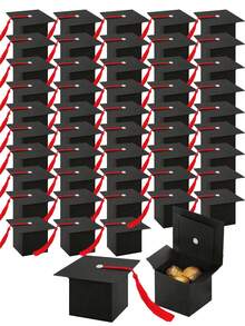 50/15pcs/1pc Graduation Cap Candy Box, Graduation Party Supplies 2025 Graduation Gift Candy Box Suitable For Graduation Party Gifts - Black Box + Red Rope - View 13