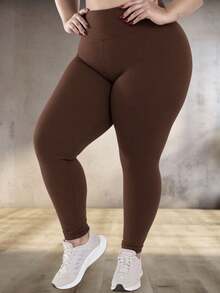 KIT 2 Plus Size Women's Leggings, Flannel, High Waist And Zero Transparency, From G1 To G5 - 棕灰色 - 查看 4