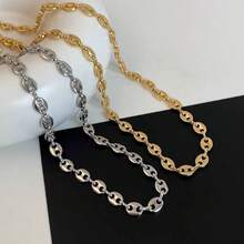 HIJONES Stainless Steel Coffee Beans Chain Necklace Bracelet Men Women Minimalist Chunky Hop Jewelry - 5毫米金 - 查看 7