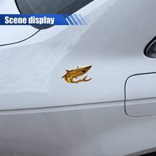 2PCS 3D Shark Metal Car Emblem Sticker Decal - 3.5*1. Cool Fish Nameplate Sticker Auto Body Badge Decal, Car Fenders Bumper Stickers SUV Motorcycle Truck Window Laptop DecorationSilver - Vàng - Xem 4