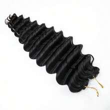 EAYON HAIR Deep Wave Crochet Human Hair Extensions Knotless Pre-Seperated Feather Human Crochet Hair Natural Color 14-22 Inch 50 Strands - Natural Black - View 6