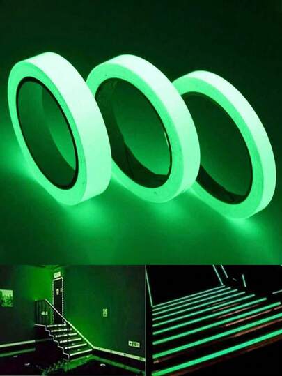 1 Pc 9.8 Feet Long, Self-Adhesive Green Luminous Tape, Night Lighting Warning Tape. It Is Used For Night Lighting Decoration Of Houses, Stairs, Doors, Windows, And Is Suitable For Outdoor Use. It Is Also Applicable To Plastic Surfaces, And Can Be Used For Identification Purposes In Places Such As Fishing Rods