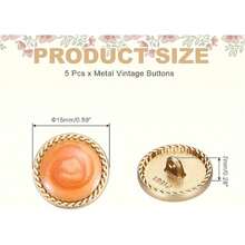 Metal Vintage Gold Button 15 Rounetal Sewing Button Alloy Shank Replacement For Women's Suit Woolen Coat Shirt Dress Sewing Orange Pack Of 5,25526598 - 橘色 - 查看 2
