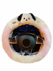 Sanrio 1pc Sanrio Car Steering Wheel Cover, Warm Plush Cartoon Trending Anti-Slip Steering Wheel Protector, Winter