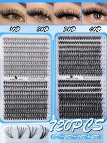 648/666/720pcs D-Curl Fluffy False Eyelashes Set, Includes Beginner-Friendly Eyelash Tutorial, Thick & Voluminous DIY Segmented False Lashes, With Glue, Sealant, Tweezers, Lash Brush, Magnifies Eyes, Lightweight & Reusable, Large Capacity Individual Lashes Set, Soft & Natural Mixed Lashes, Create 3D Dimensional Eye Makeup, For Home DIY, Travel, Daily Commute, Evening Party, Wedding Bride Makeup, Etc. - Multicolor - View 20