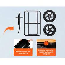 Remolque de carga para bicicletas, capacidad de carga de 88 libras, carrito para bicicletas de alta resistencia, almacenamiento compacto plegable con enganche universal, cubierta impermeable, ruedas de 16 pulgadas, reflectores seguros, se adapta a ruedas de bicicleta de 24 a 28 pulgadas - 88 libras - Ver 6