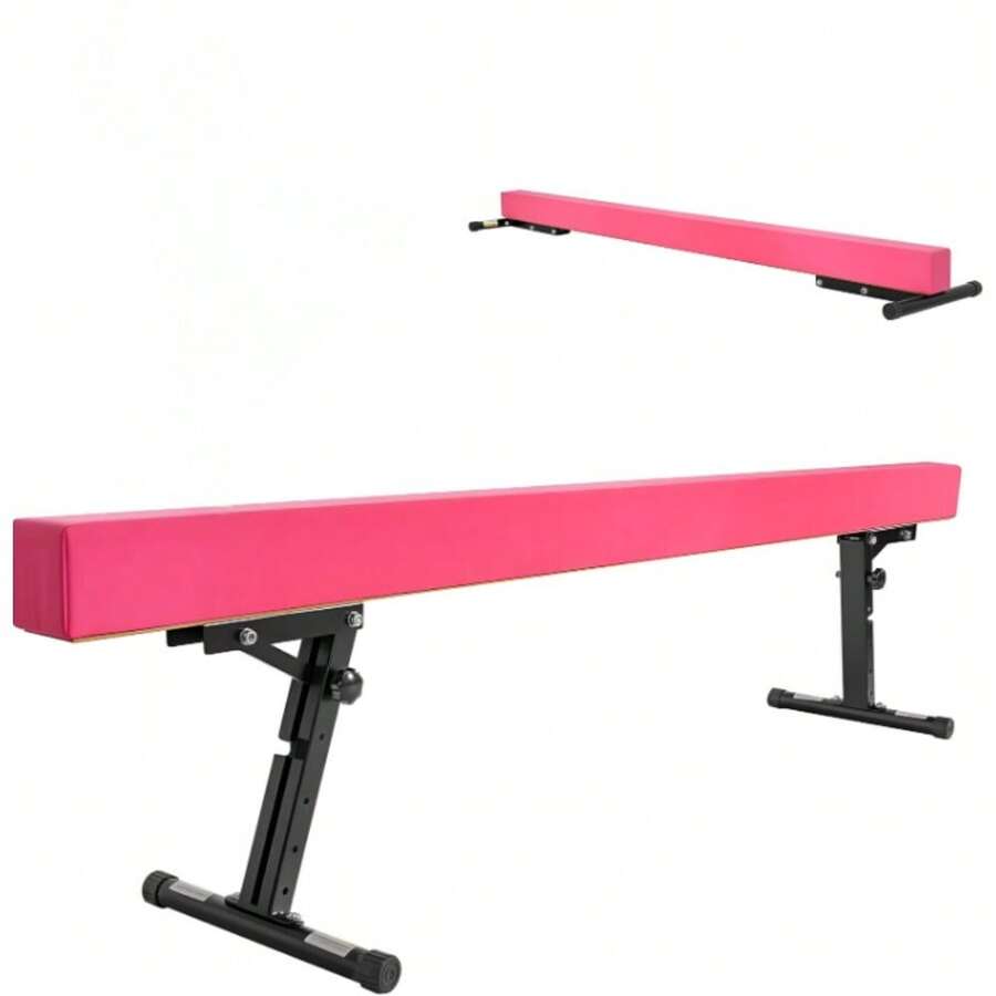 Gymnastics Beam With 5 Heights Adjustable 8ft Balance Beam Home Gym Equipment For All Gymnastic - Pink - View 1