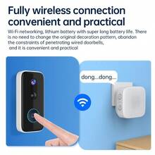 Battery Powered Security Camera Doorbell With 5X Zoom & Human Detection, Wireless Design With Motion Sensors, Two-Way Audio With Instant Alerts, Perfect For Smart Home System