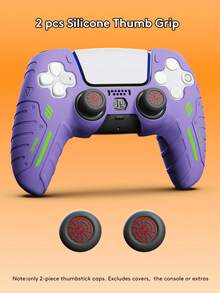 2个硅胶摇杆帽，兼容PlayStation4/PlayStation5/Switch Pro手柄，游戏配件 - 摇杆帽，PlayStation5手柄摇杆帽，提升FPS游戏体验，PlayStation4/PlayStation5手柄高性能摇杆帽，蜘蛛图案，紫色图案