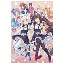 可爱女仆动漫帆布艺术海报 - 猫与老鼠灵感，现代美学墙面装饰，适用于卧室和家庭房，12x18 英寸，无框，非常适合房间装饰 - 彩色 - 查看 1