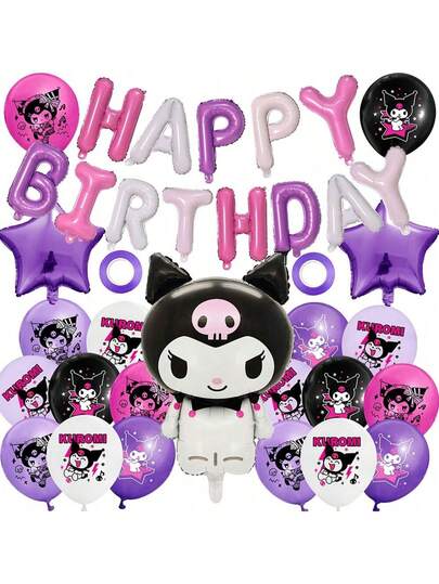 6/24pcs Sanrio Kuromi Party Balloons, Kuromi Cartoon Party Decorations, Theme Party Supplies, Birthday Party Balloons, Holiday Gifts