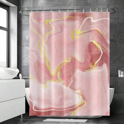 Abstract Marble Shower Curtain Purple And Turquoise Watercolor Pattern Modern Luxury Bathroom Waterproof Polyester Durable Fabric Shower Curtain Sets With 12 Hooks, 65x72 Inch